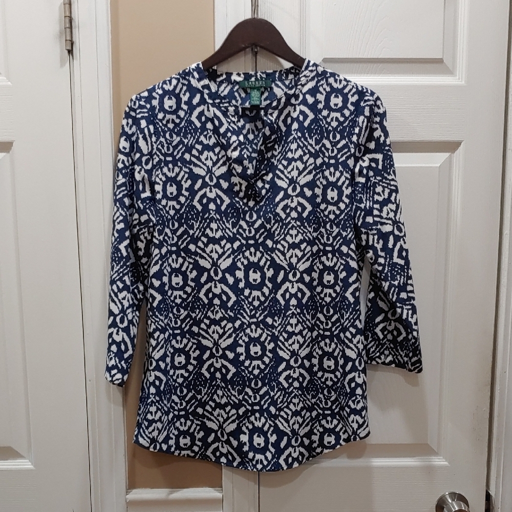 Ralph Lauren Blue Patterned Women's Top